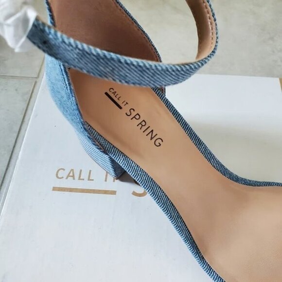 Call It Spring Stangarone Denim Light Blue Heel Sandals NIB - Picture 6 of 12